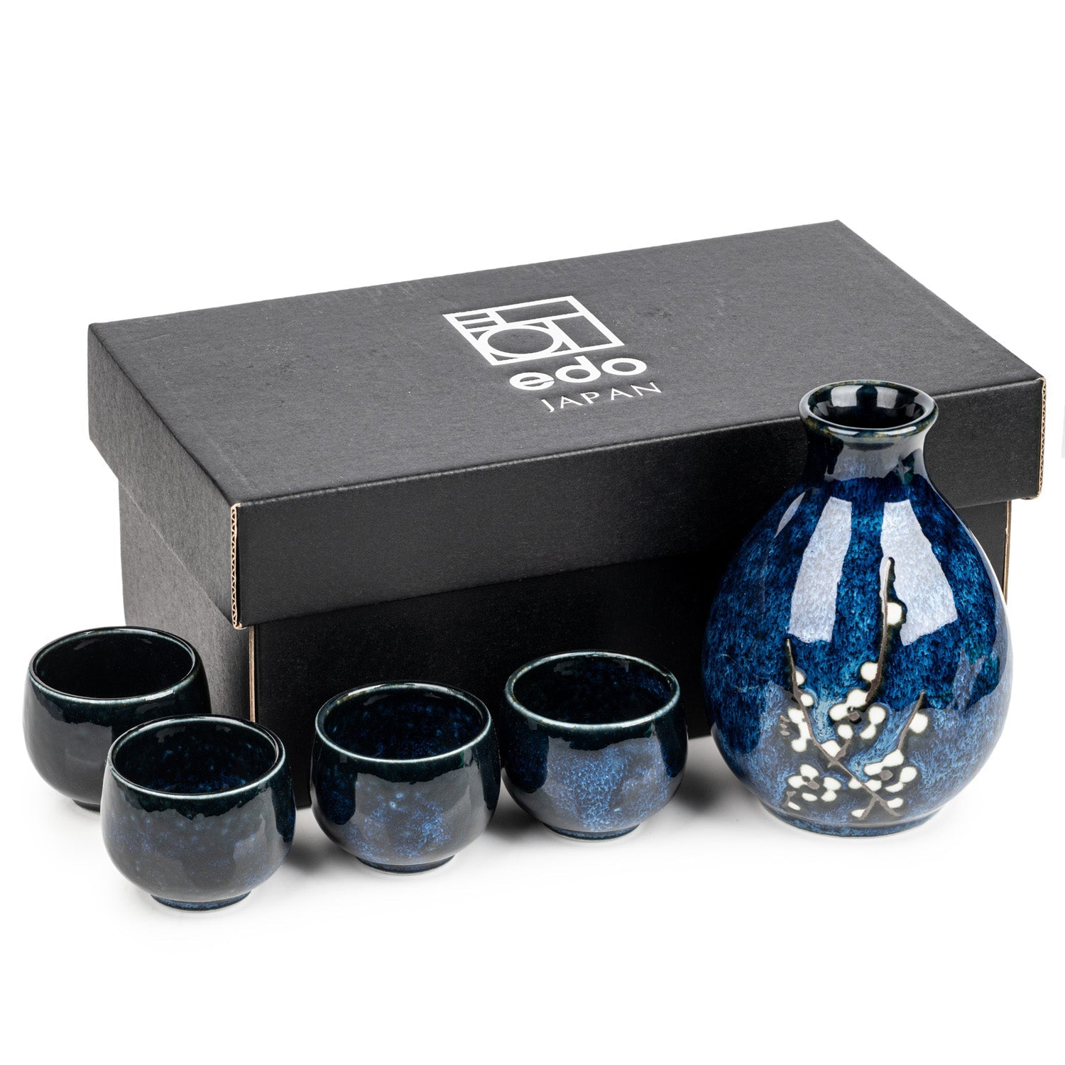 Blue Hana Cherry Blossom Japanese Sake Set