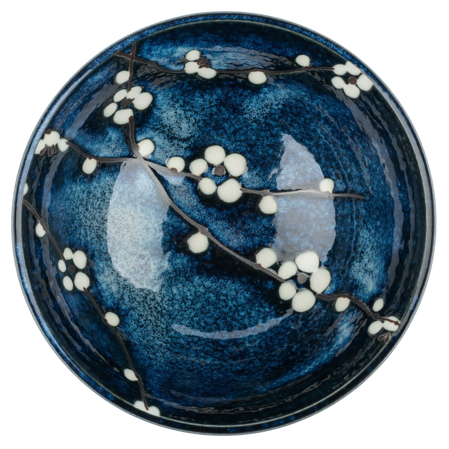 Blue Hana Cherry Blossom Japanese Soup Bowl top view