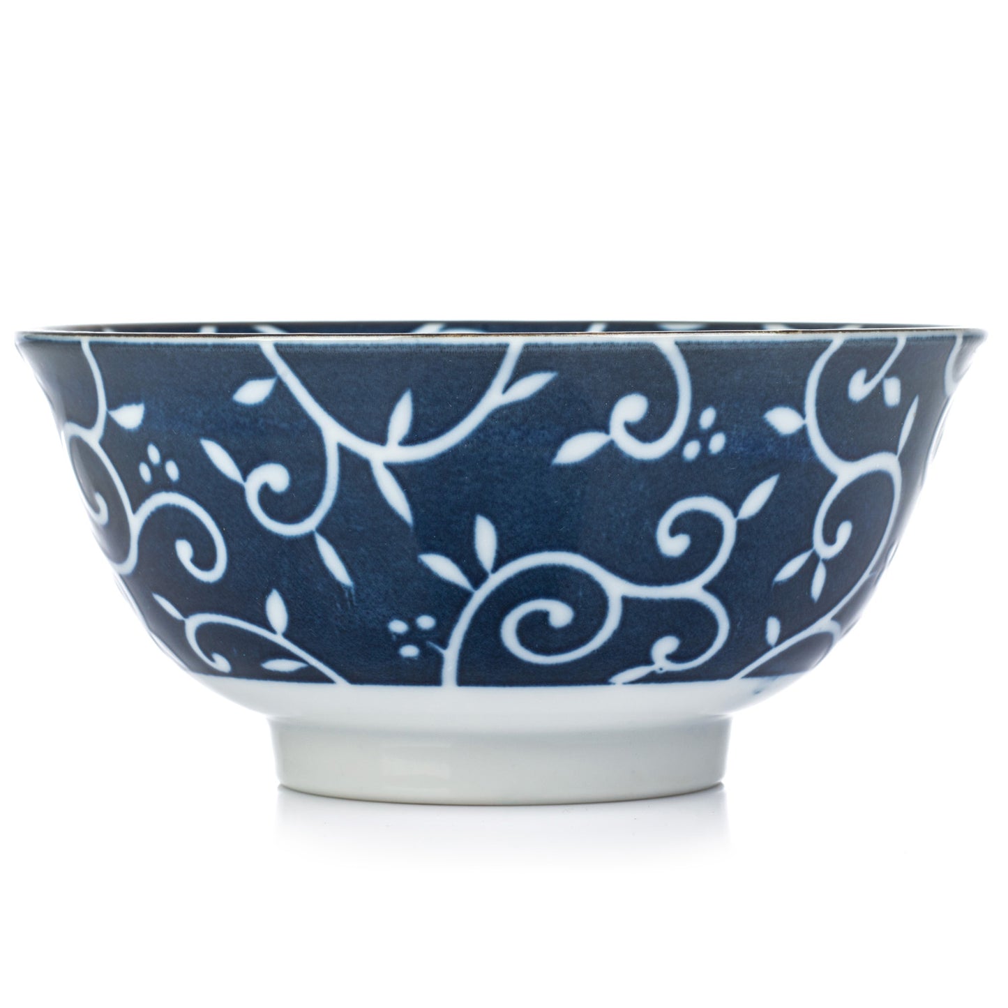 Blue Karakusa Ceramic Japanese Soup Bowl side