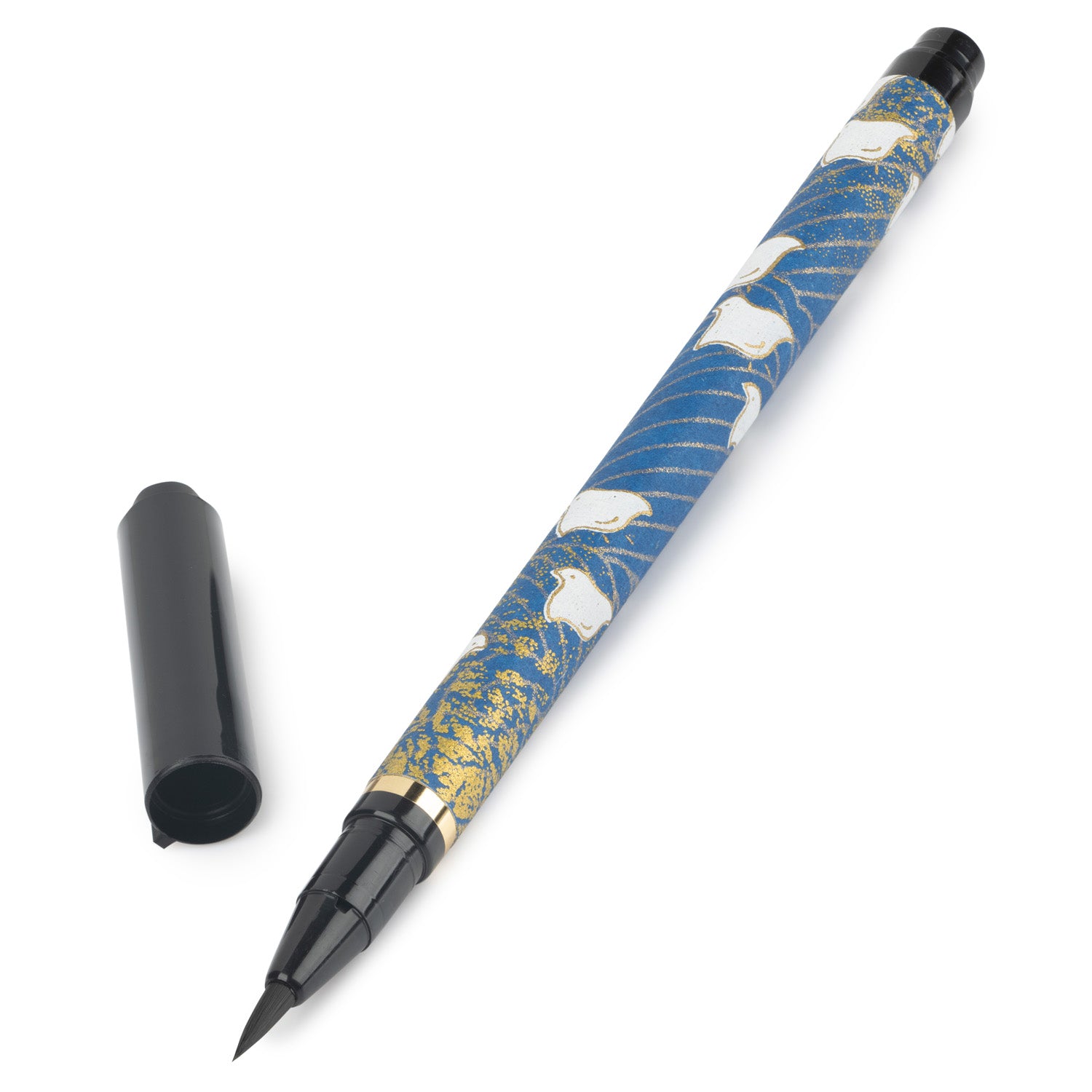 Blue Koto Japanese Calligraphy Brush Pen and top