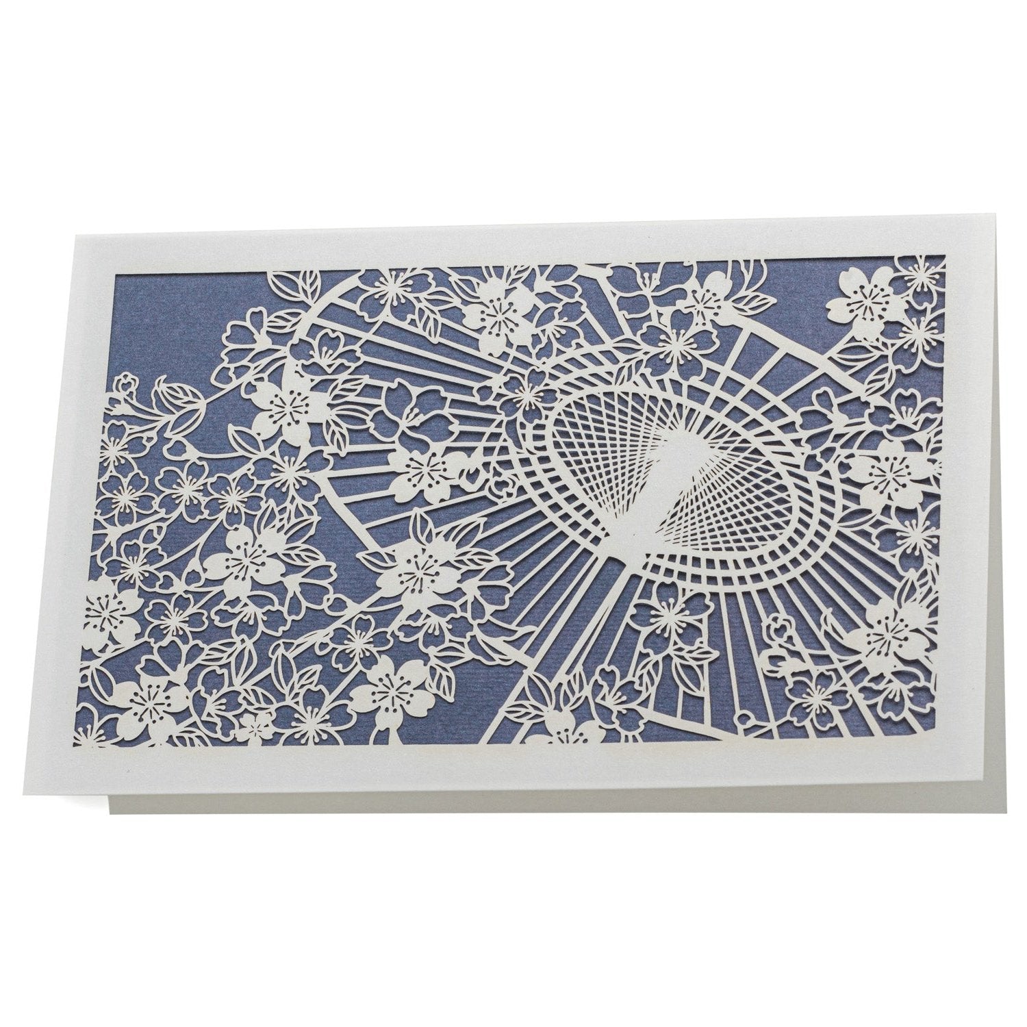 Blue Parasol Lasercut Japanese Greetings Card