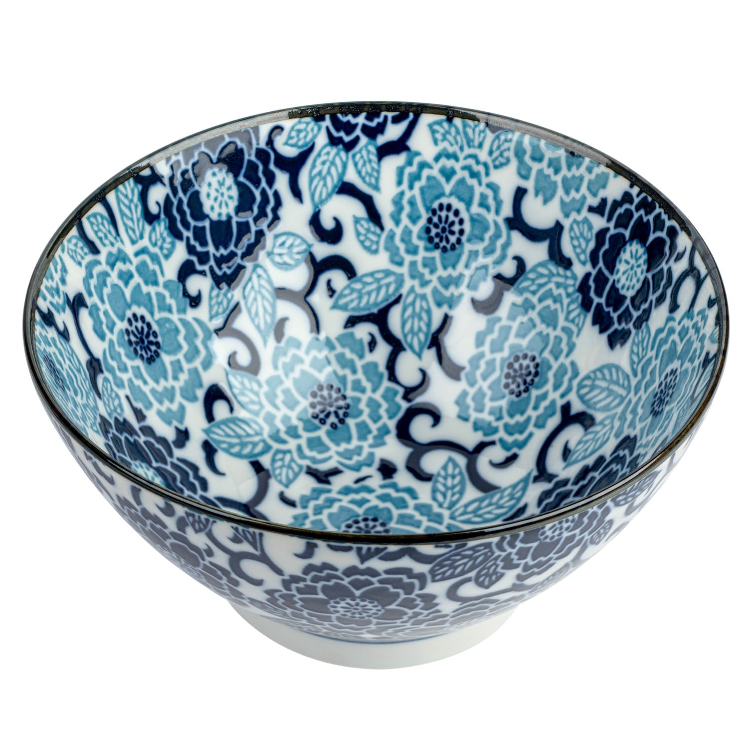 Blue Peony Japanese Ramen Bowl open