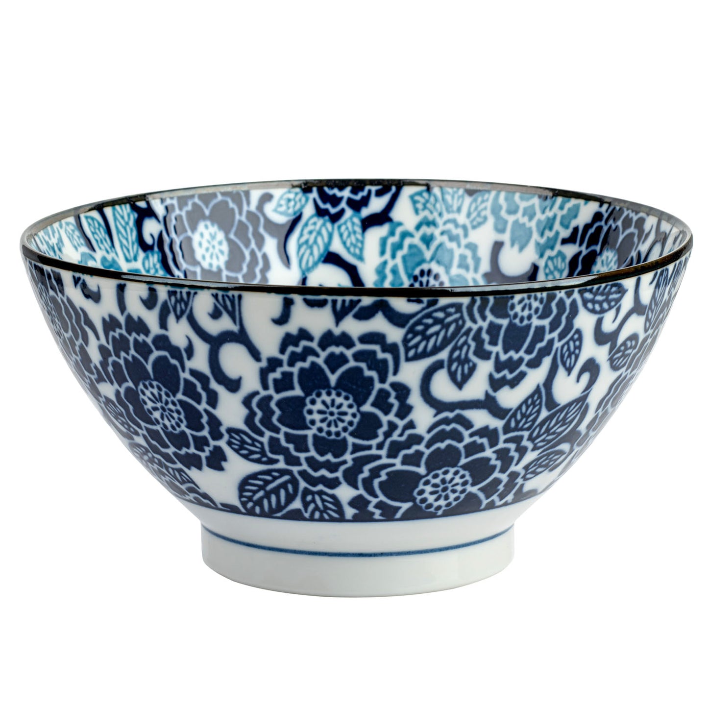 Blue Peony Japanese Ramen Bowl