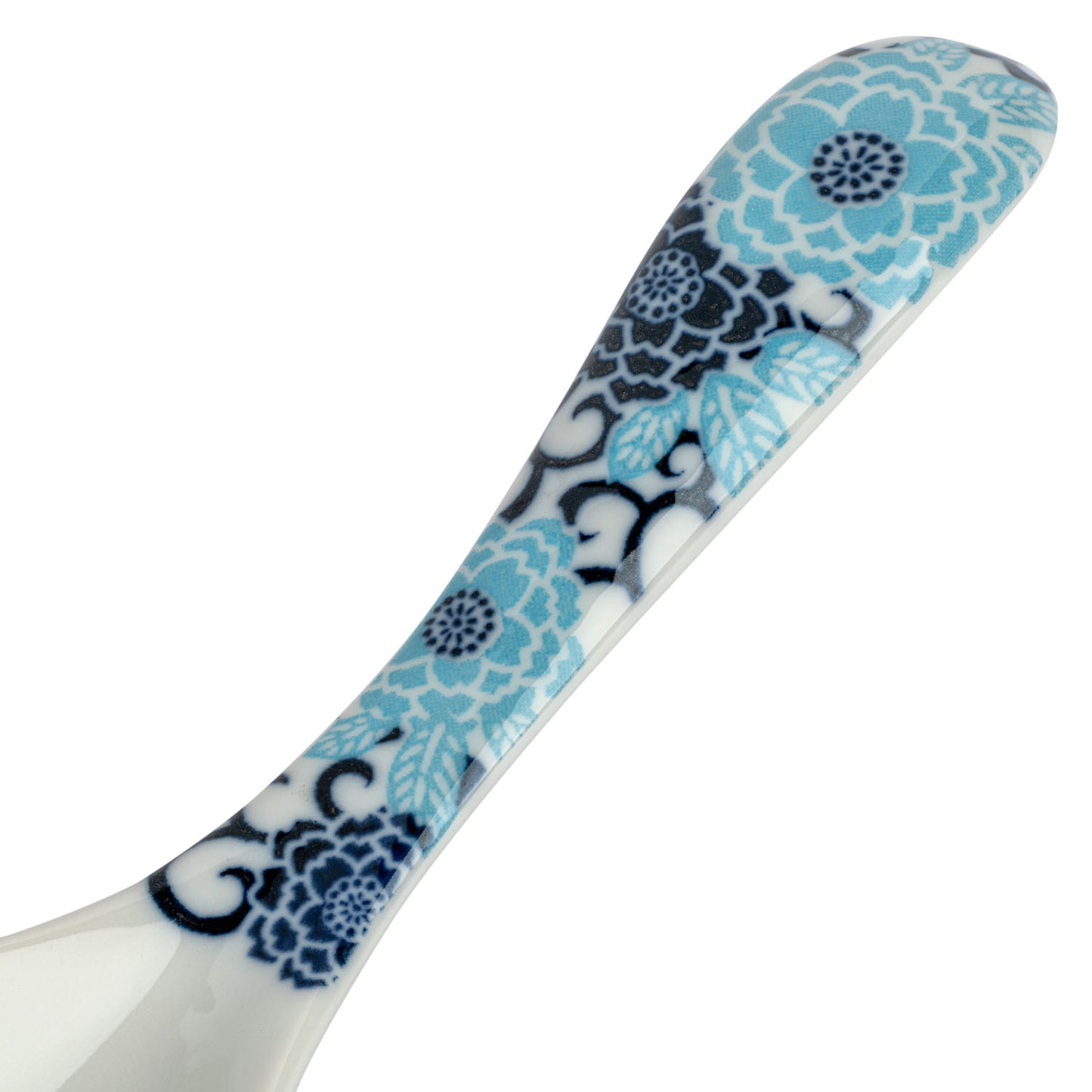 Blue Peony Japanese Soup Spoon detail