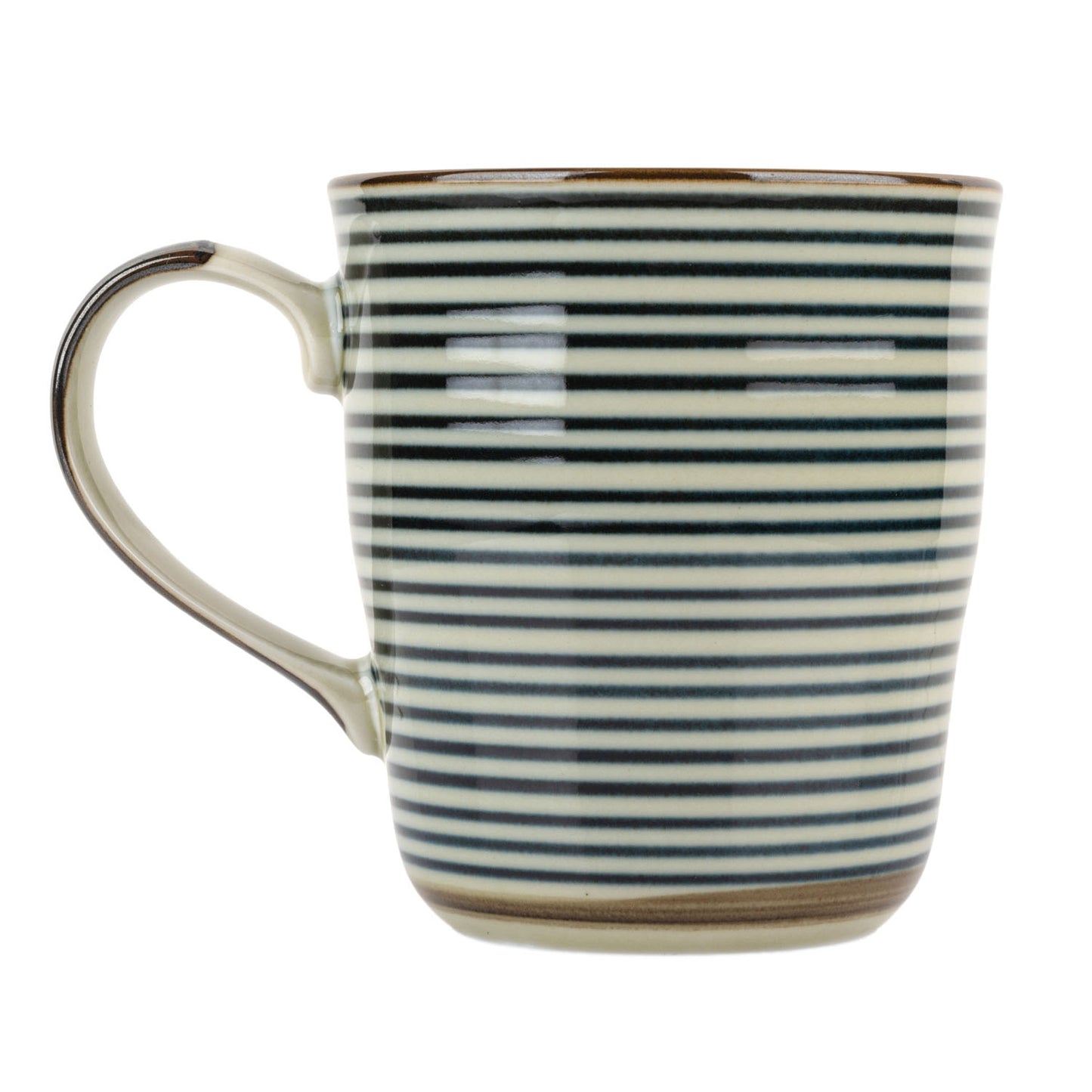 Blue Stripe Ceramic Japanese Tea Mug side