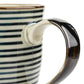 Blue Stripe Ceramic Japanese Tea Mug handle detail