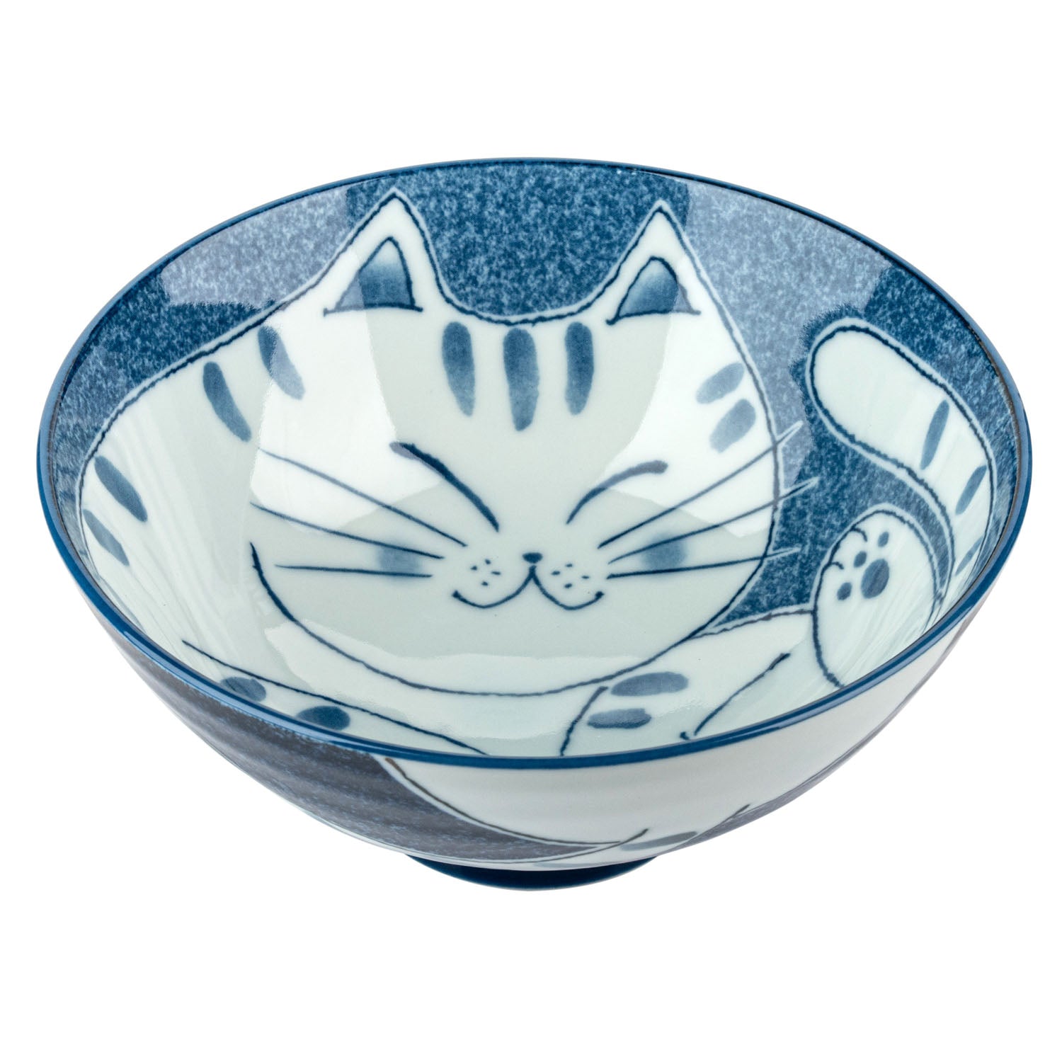 Blue Tabby Cat Japanese Large Rice Bowl open