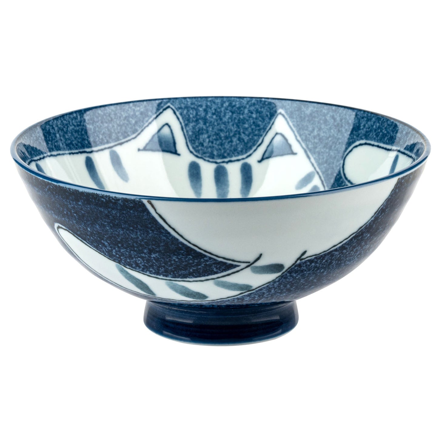 Blue Tabby Cat Japanese Large Rice Bowl