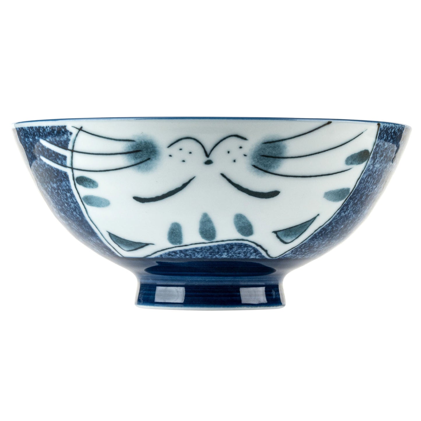 Blue Tabby Cat Japanese Large Rice Bowl front side
