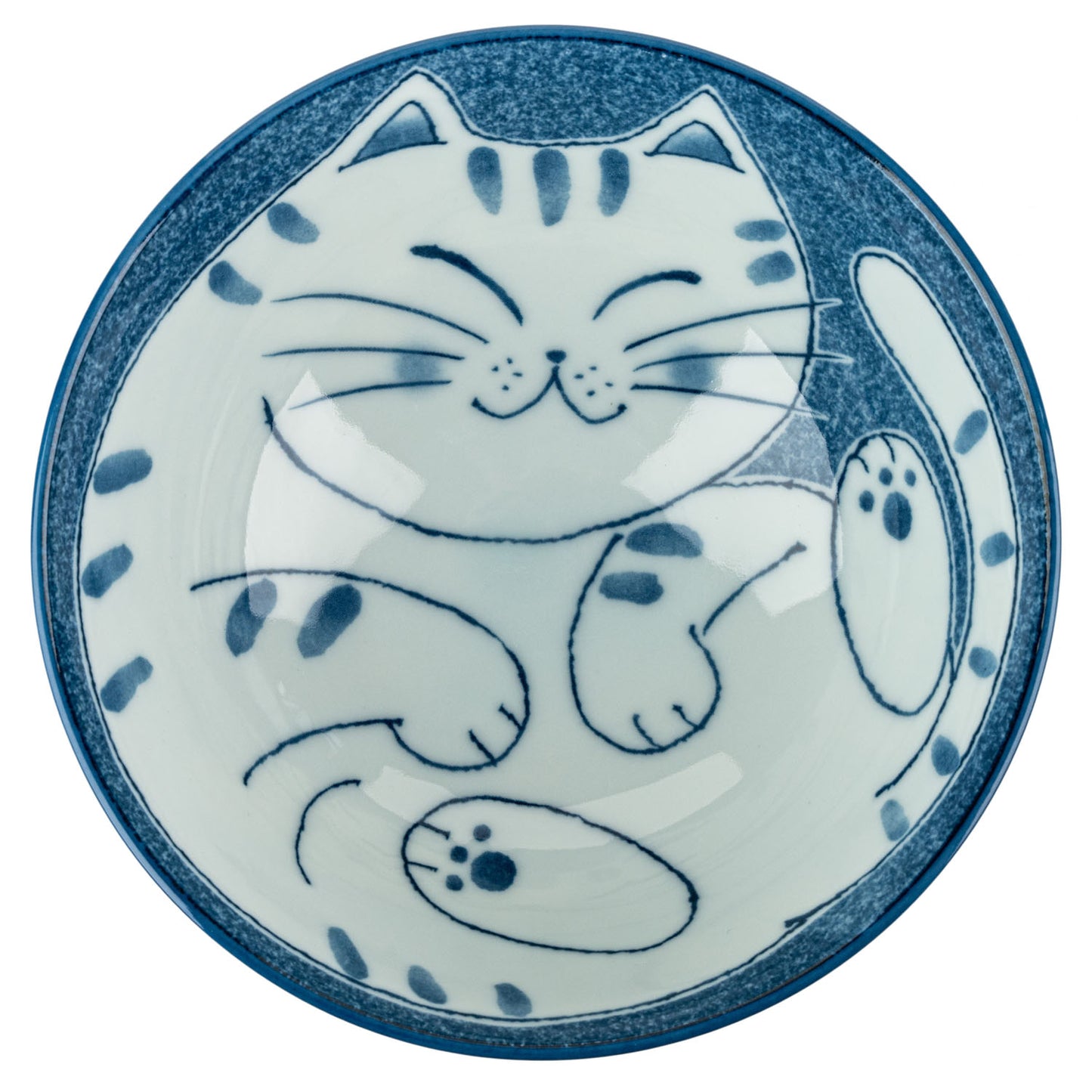 Blue Tabby Cat Japanese Large Rice Bowl top