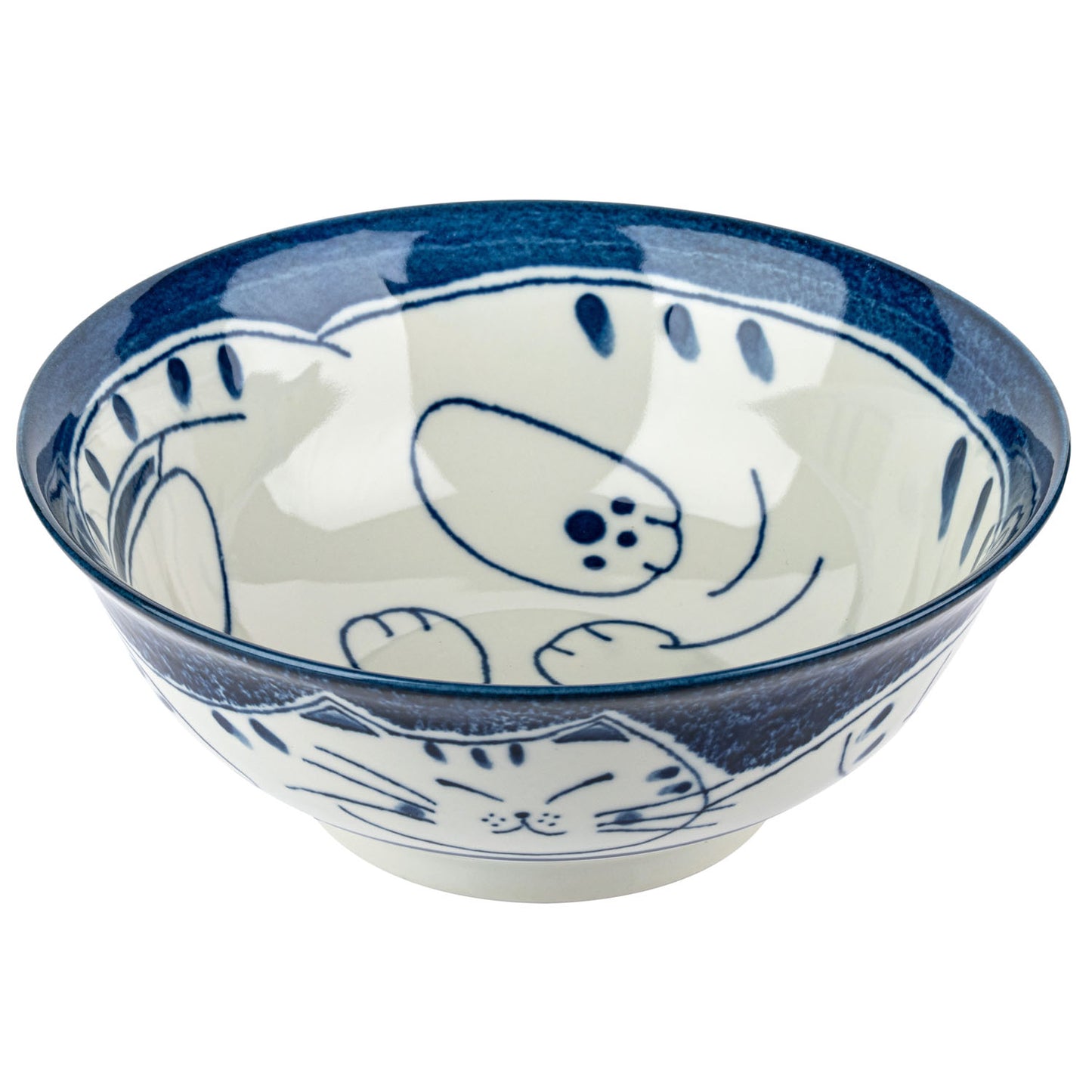 Blue Tabby Cat Japanese Ramen Bowl open