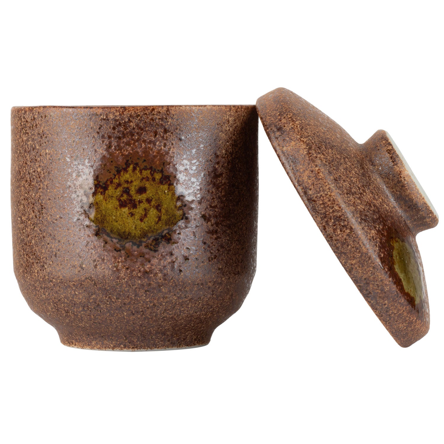 Bronze Iga Japanese Chawanmushi Pot side