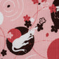 Brown and Pink Cat Japanese Handkerchief detail