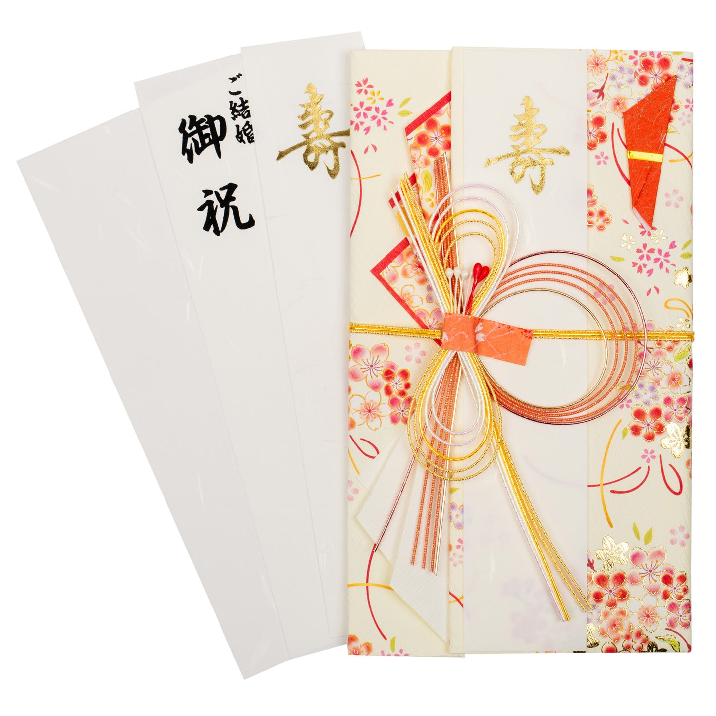 Bunch of Flowers Japanese Wedding Card open