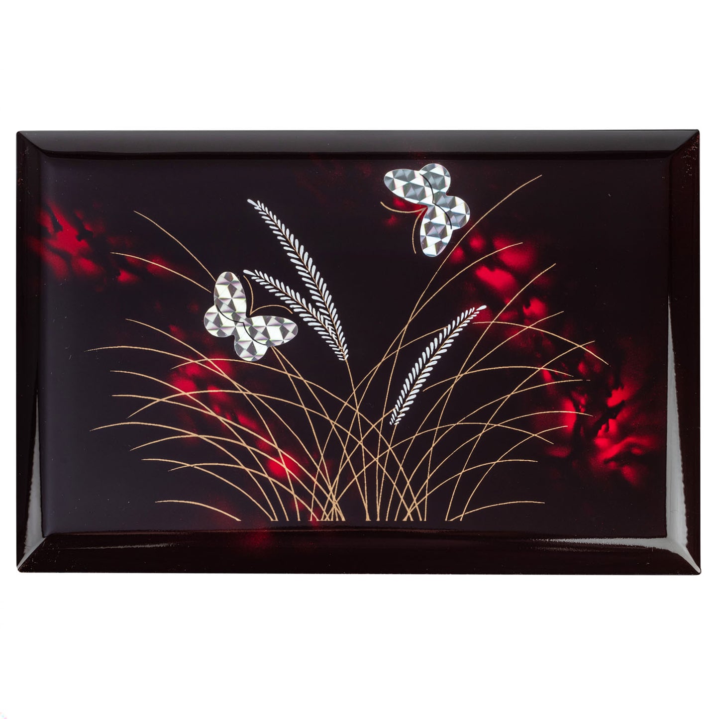 Butterfly Japanese Lacquer Musical Jewellery Box top