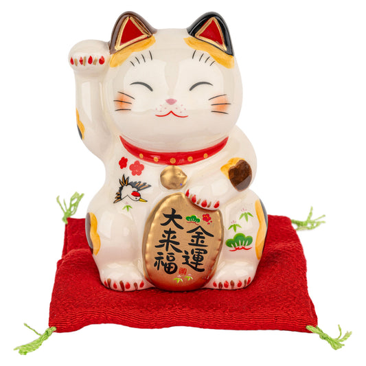 Calico Good Fortune Japanese Lucky Cat andred cushion