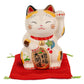 Calico Good Luck Japanese Lucky Cat and red cushion