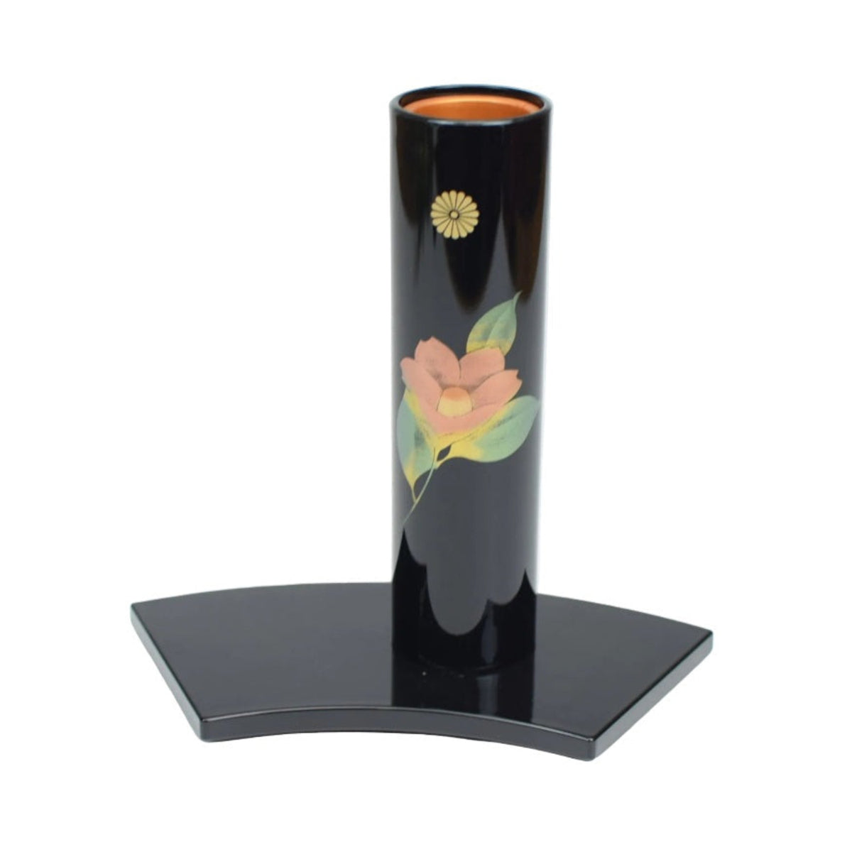 Camellia  Chrysanthemum Small Japanese Lacquer Vase