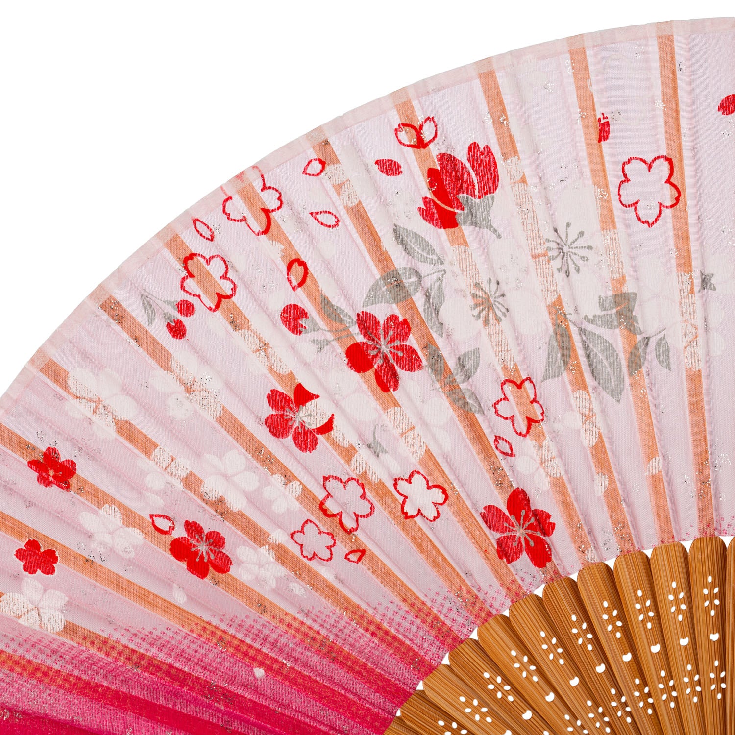 Cat and Pink Cherry Blossom Japanese Folding Fan detail