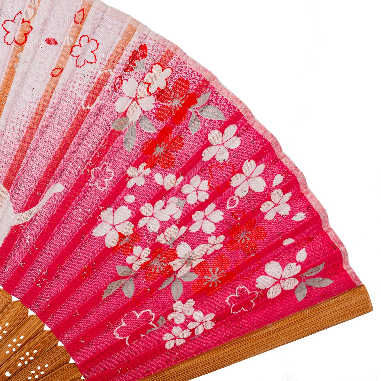 Cat and Pink Cherry Blossom Japanese Folding Fan detail