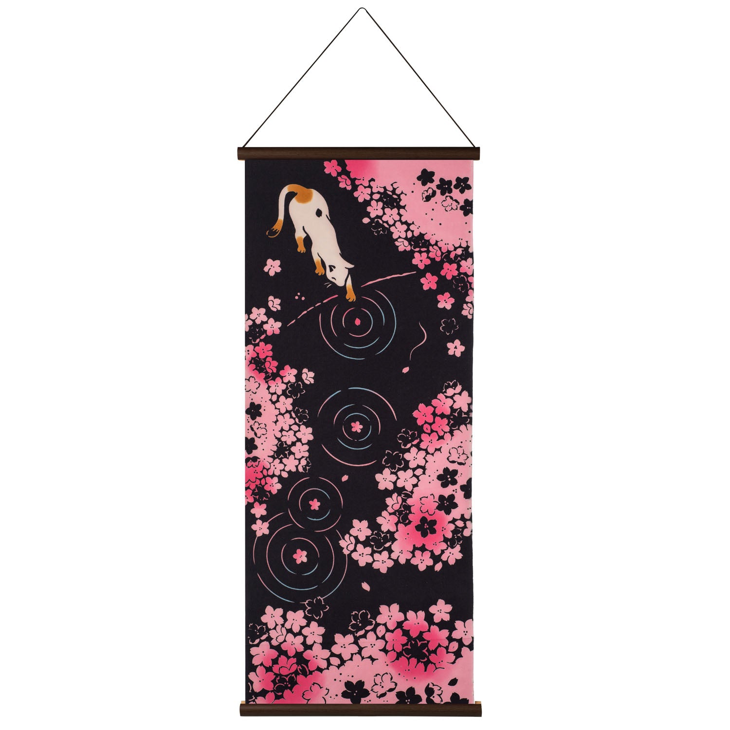 Cat at Hanami Japanese Wall Hanging Set