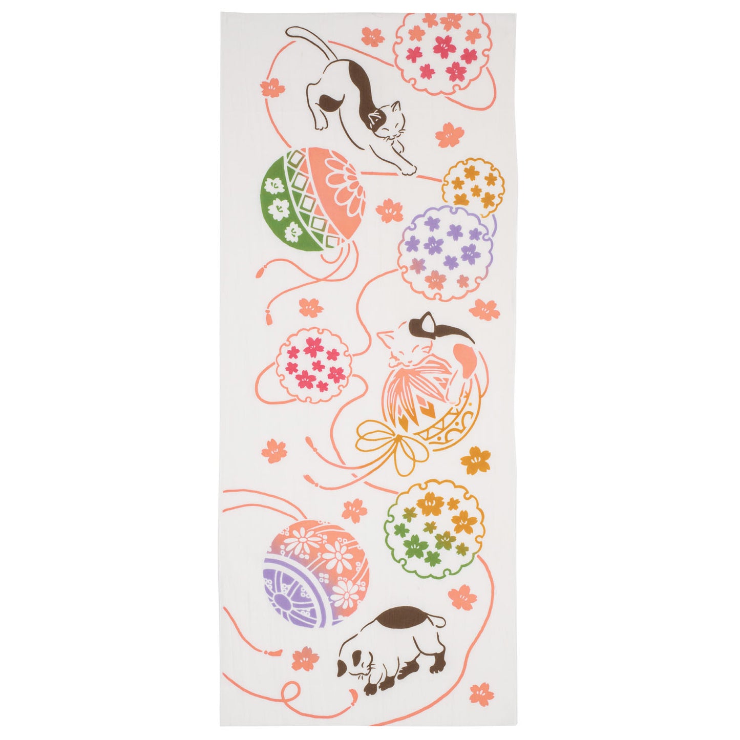 Cats and Temari Japanese Tapestry Set tenugui