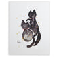 Cats In Love Black Frame A5 Japanese Print