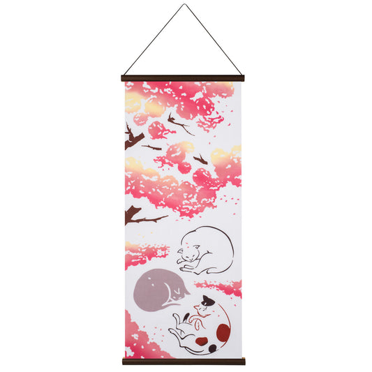 Cats with Sakura Japanese Wall Hanging Set