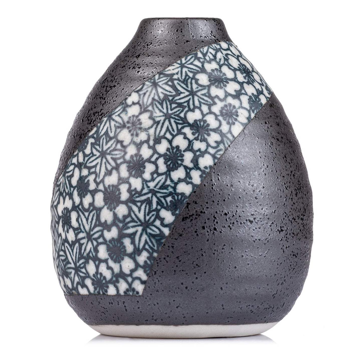 Charcoal Floral Mini Japanese Vase