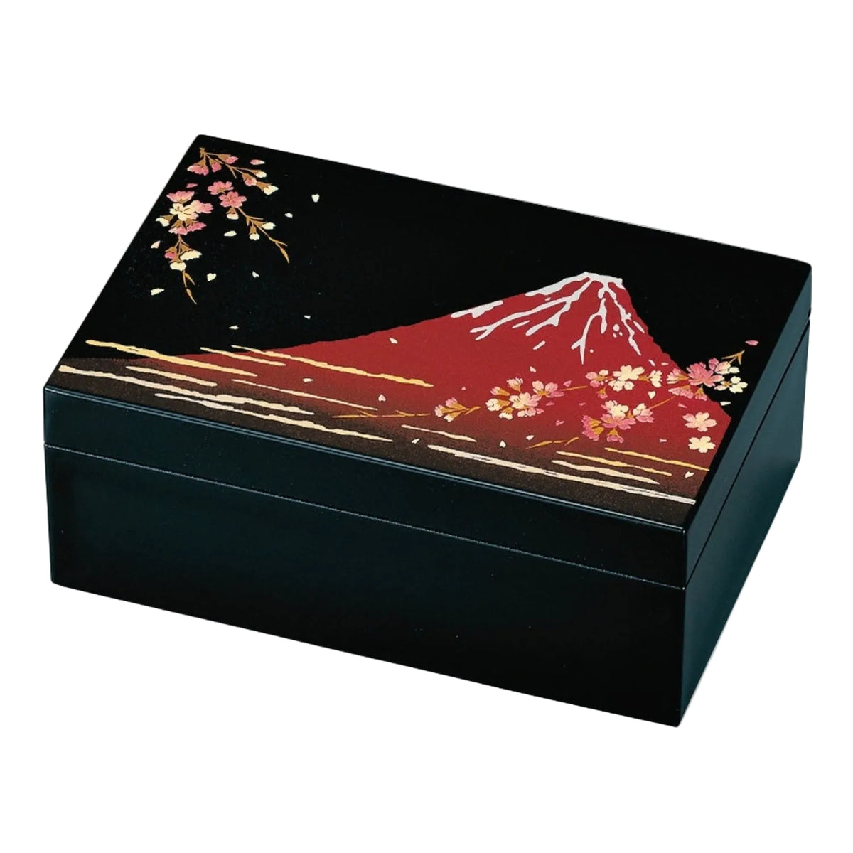 Cherry Blossom and Mt Fuji Japanese Lacquer Jewellery Box