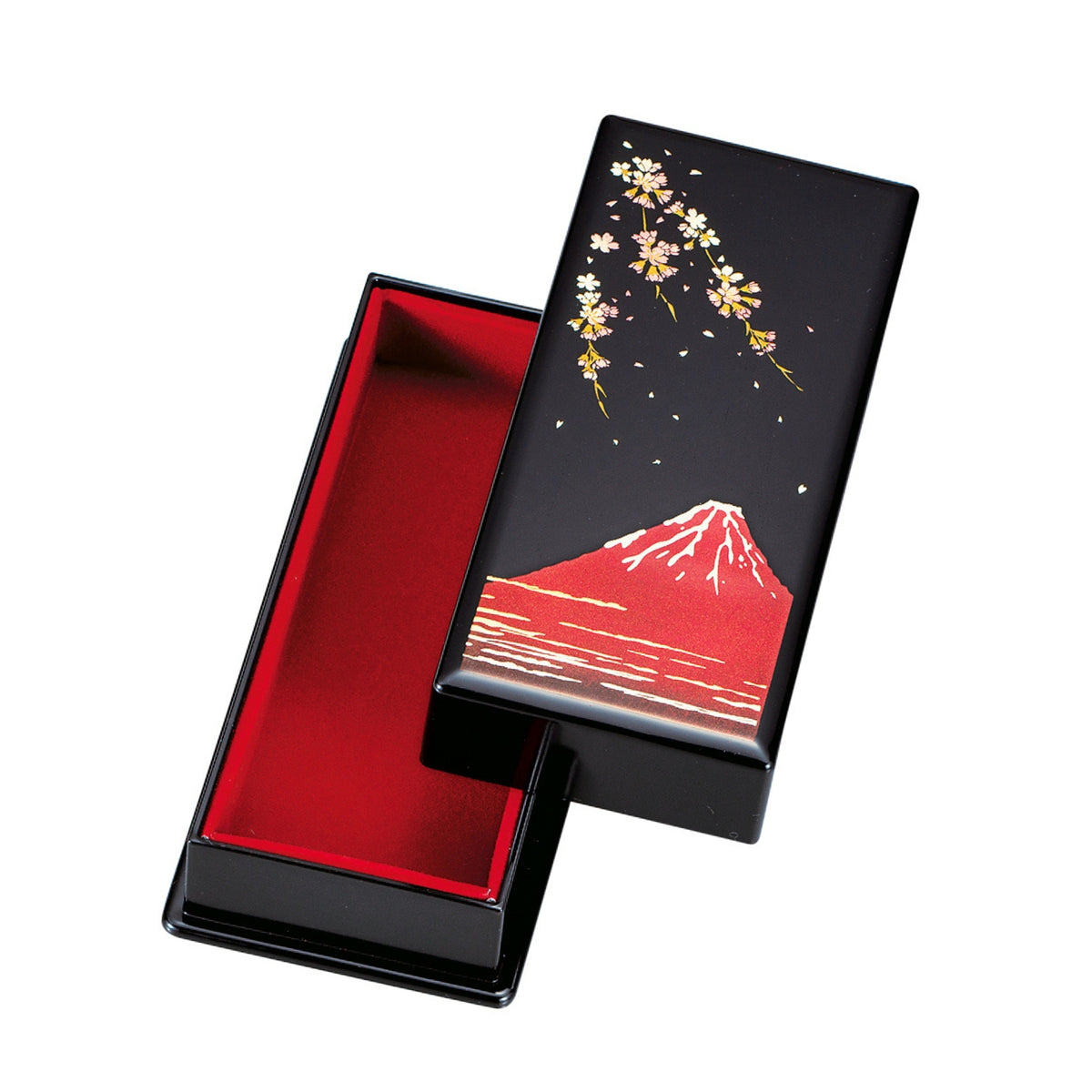 Cherry Blossom and Mt Fuji Small Lacquer Jewellery Box inside
