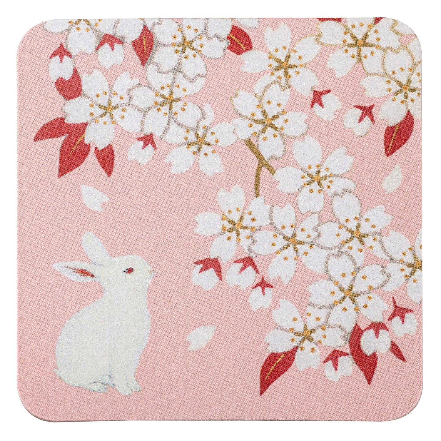 Cherry Blossom and Rabbit Cork Japanese Coaster top