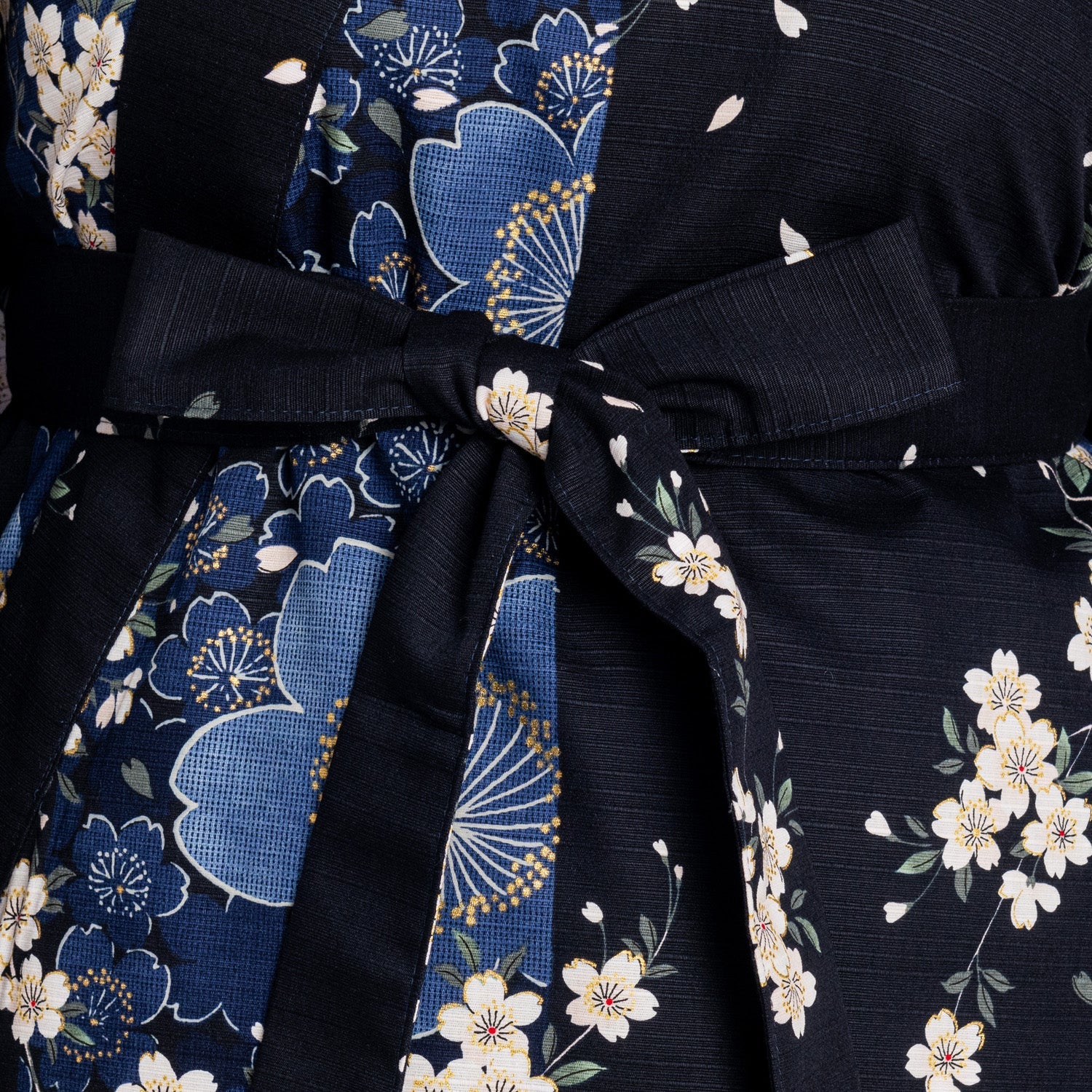 Cherry Blossom Print Long Navy Yukata | Floral Kimono – The Japanese Shop