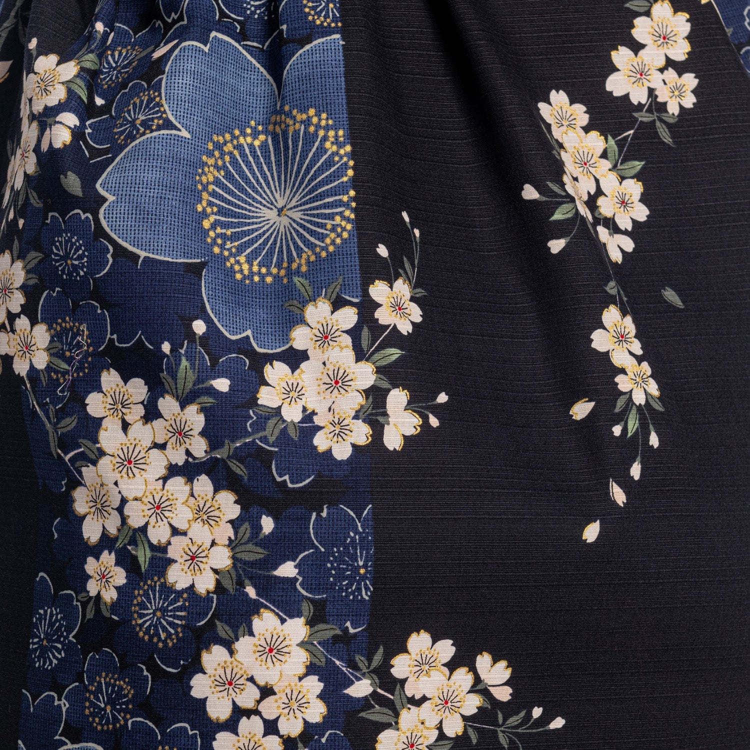 Cherry Blossom Print Short Navy Yukata