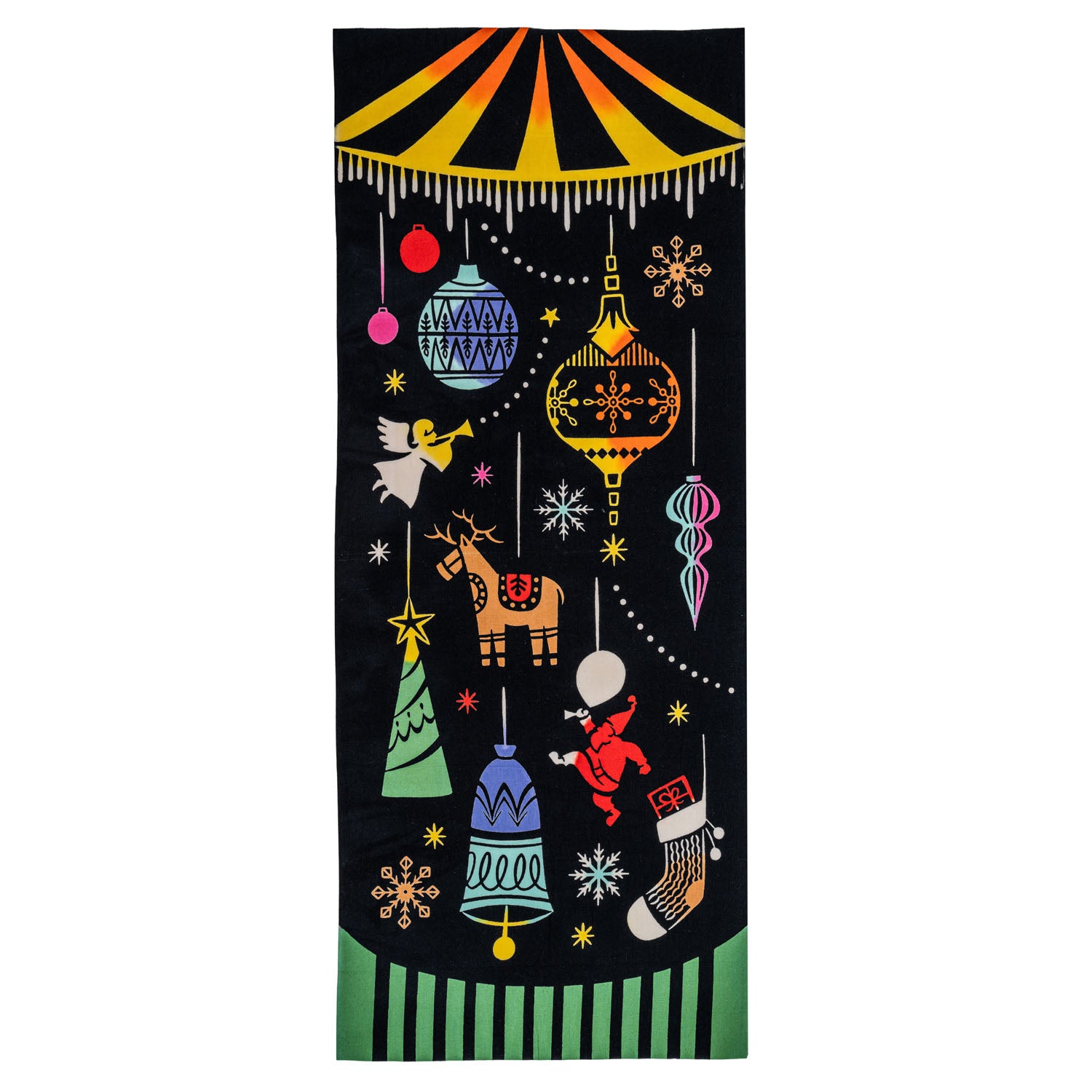 Christmas Merry Go Round Japanese Cotton Tenugui