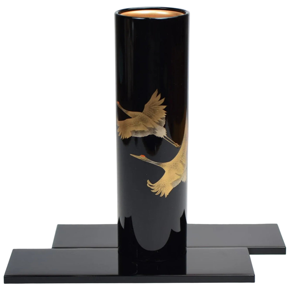 Cranes Japanese Lacquer Vase