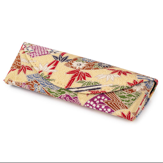 Cream Floral Japanese Glasses Case