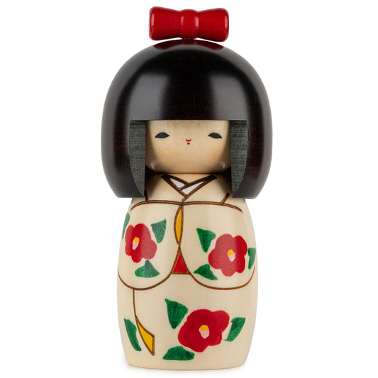 Cute Girl with Ribbon Japanese Kokeshi Doll