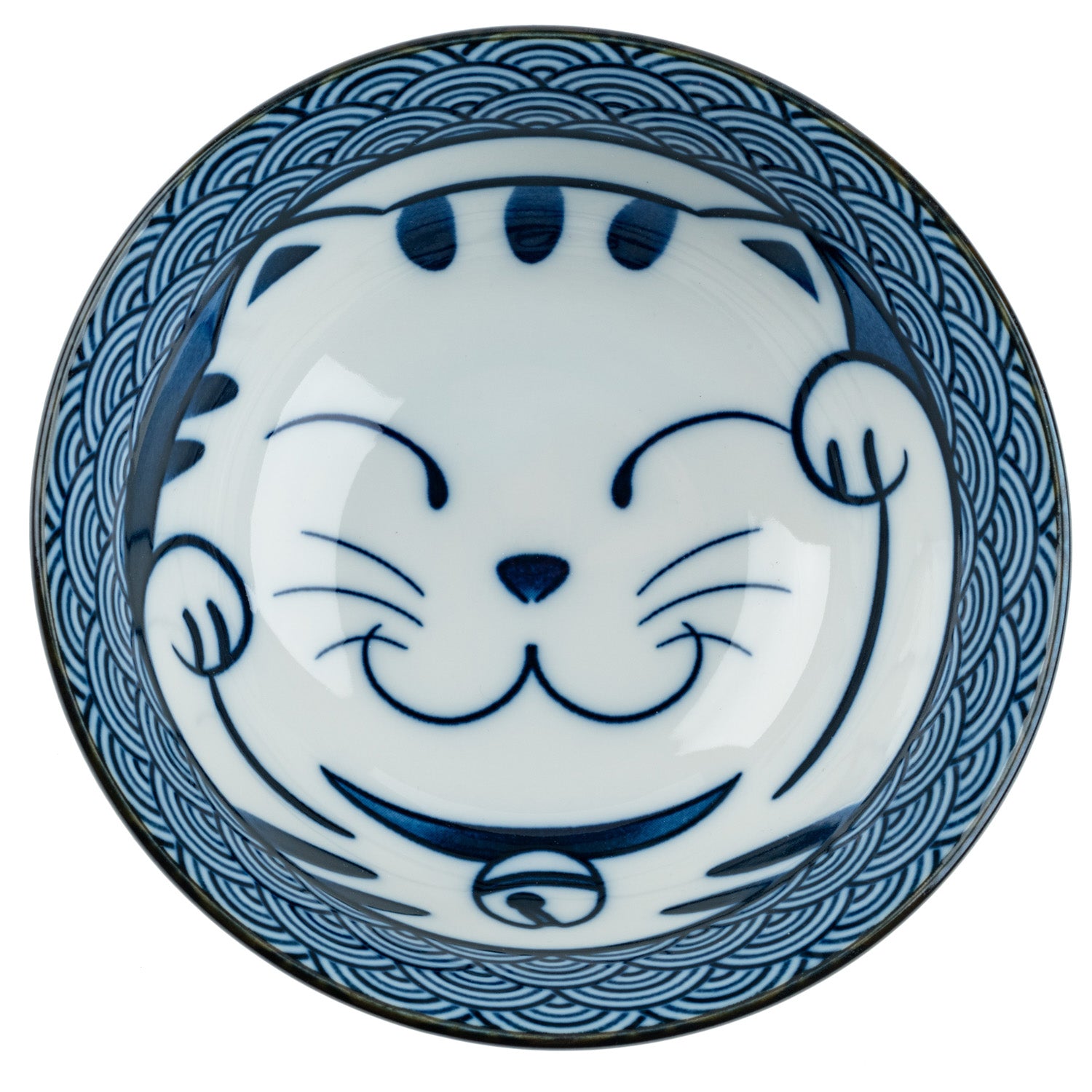 Cute Lucky Cat Ceramic Japanese Soup Bowl inside
