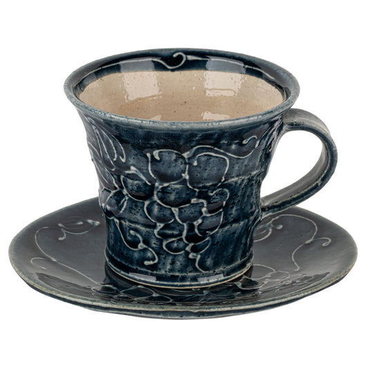 Denim Blue Grape Japanese Cup and Saucer