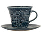 Denim Blue Grape Japanese Cup and Saucer side
