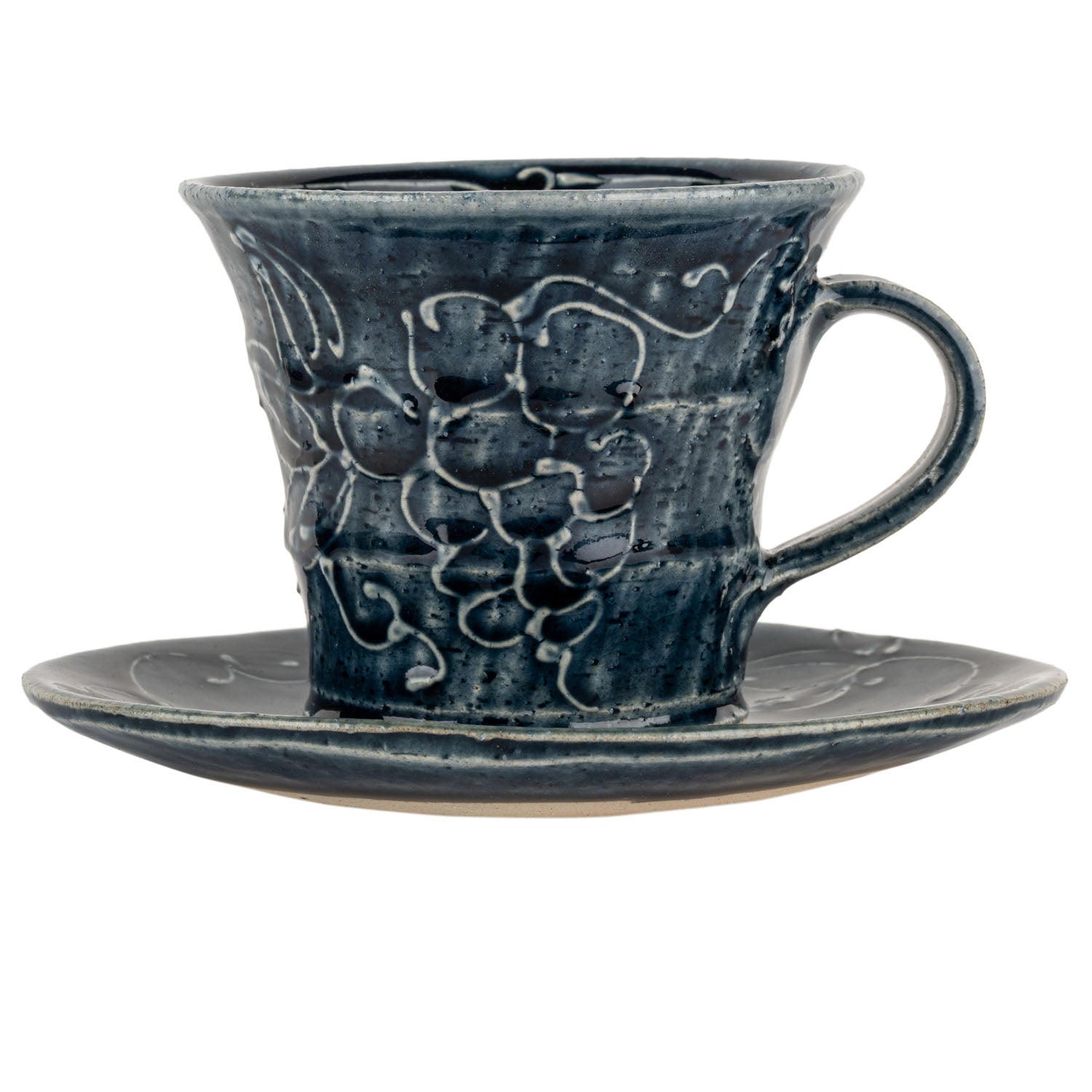 Denim Blue Grape Japanese Cup and Saucer side