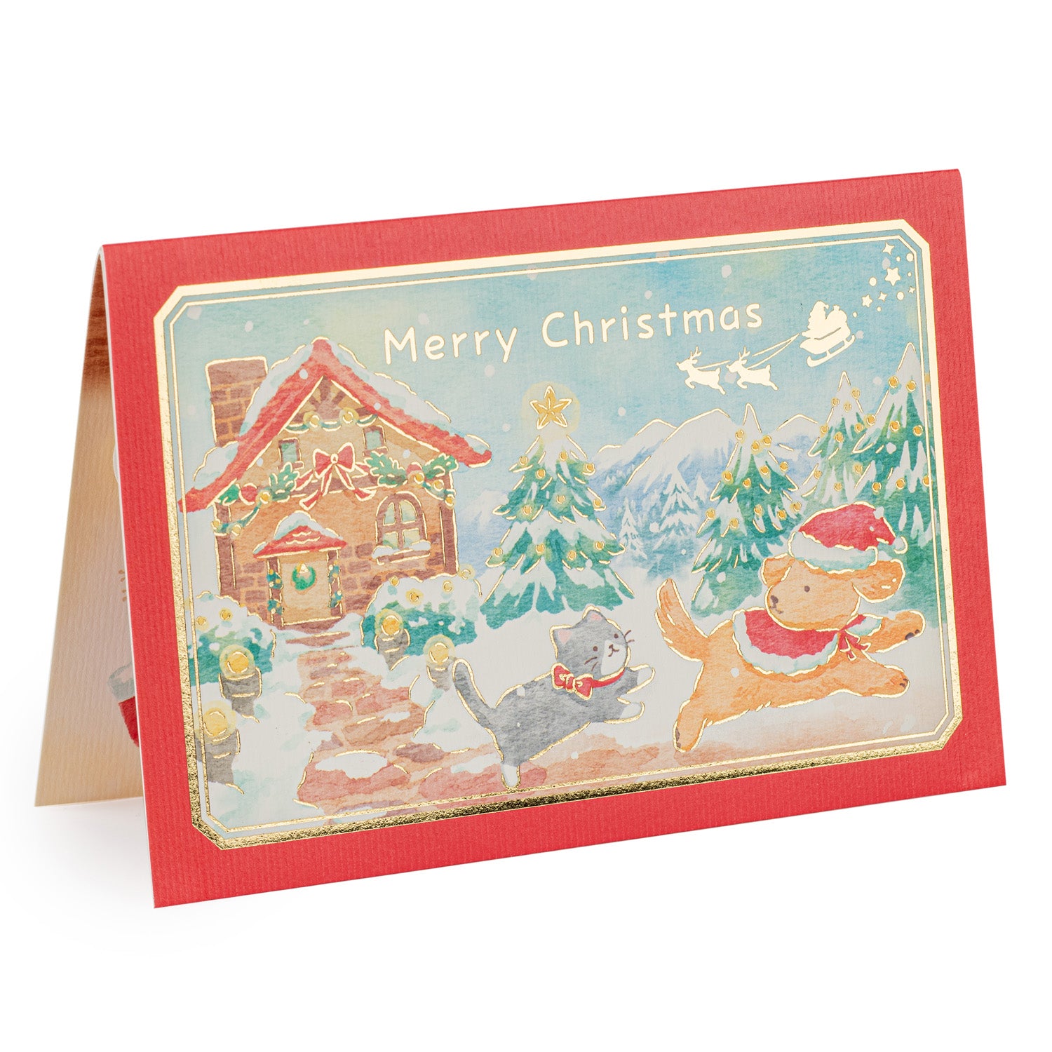 Dog and Cat Pop Up Japanese Christmas Card