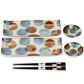 Dot Brush Blue Japanese Sushi Plate Gift Set