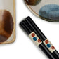 Dot Brush Blue Japanese Sushi Plate Gift Set close up