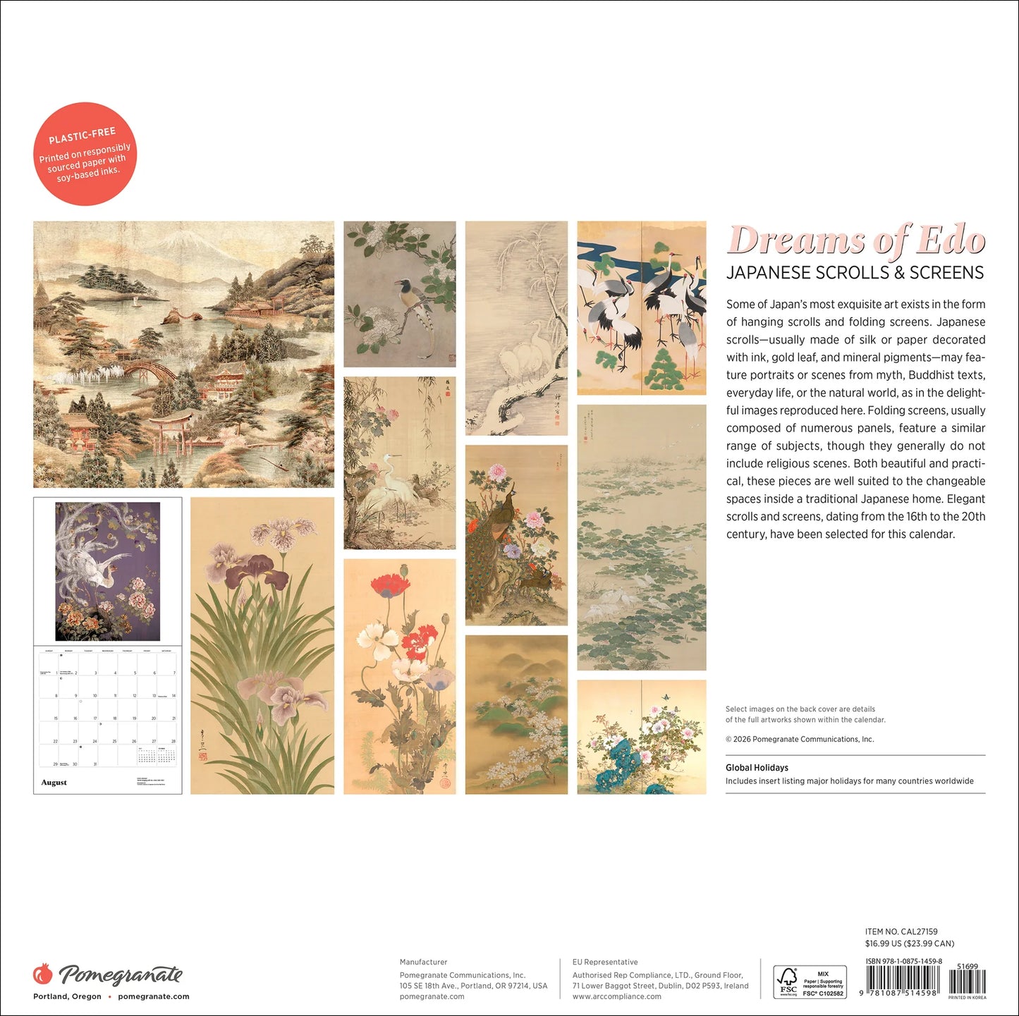 Dreams of Edo Scrolls and Screens Japanese 2027 Calendar back