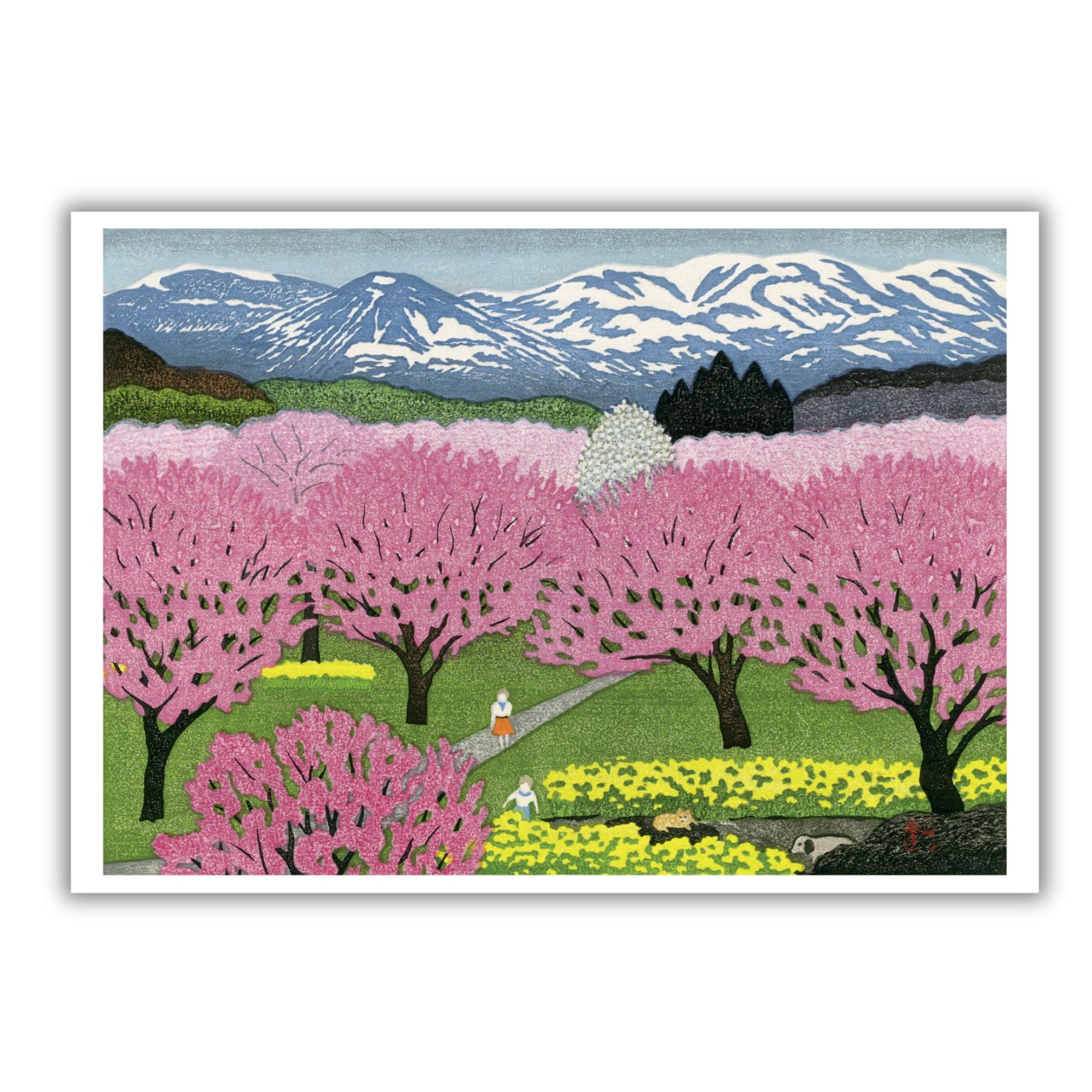 Early Spring and Mountains Japanese Birthday Card