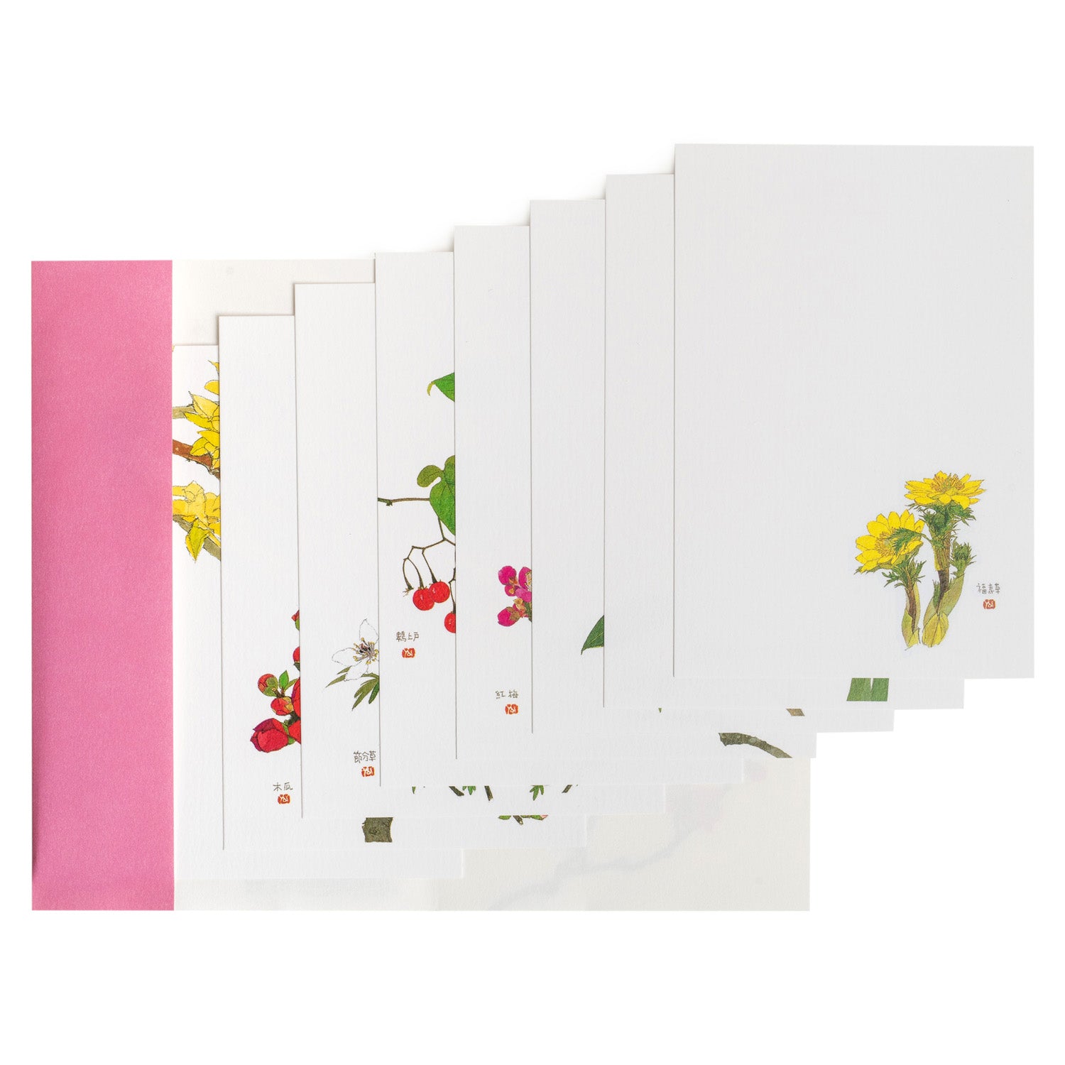 Early Spring Flowers Pack of 8 Japanese Postcards open