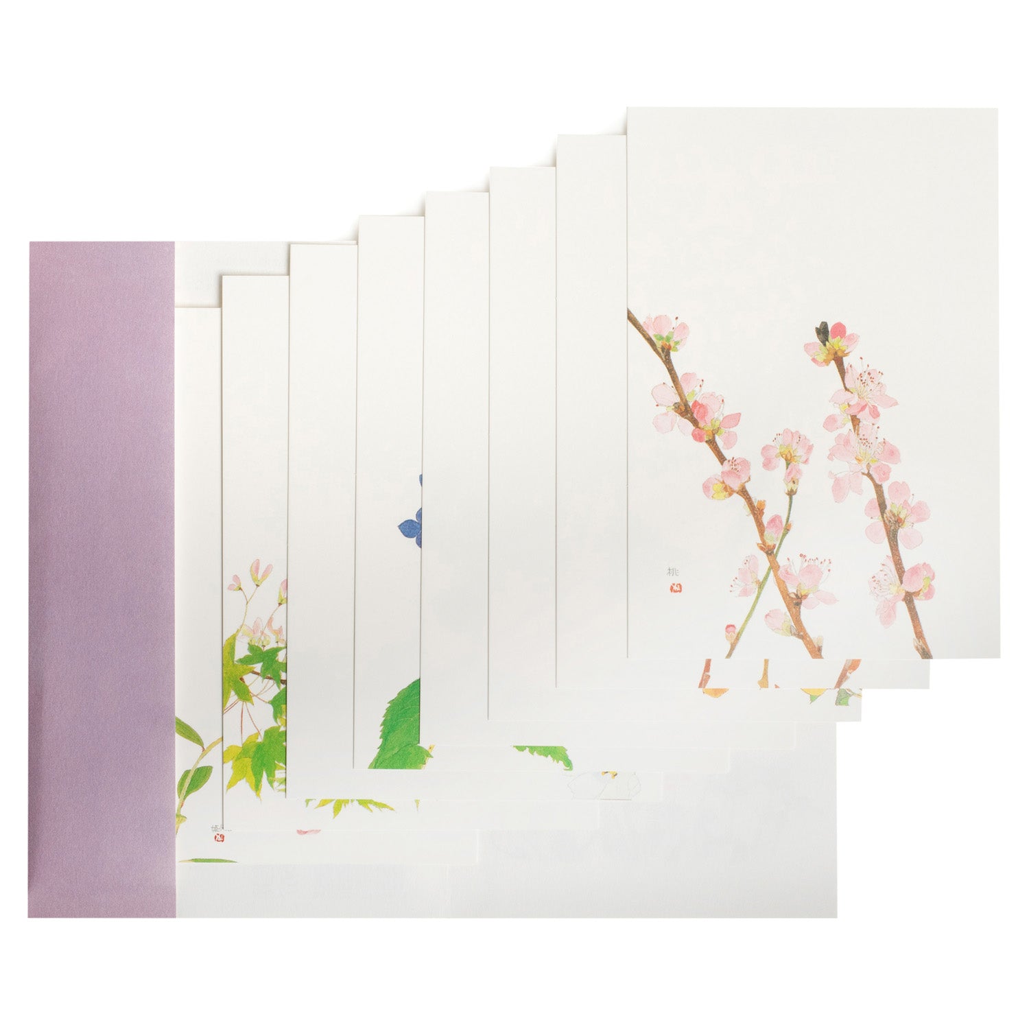 Early Summer Flowers Pack of 8 Japanese Postcards open