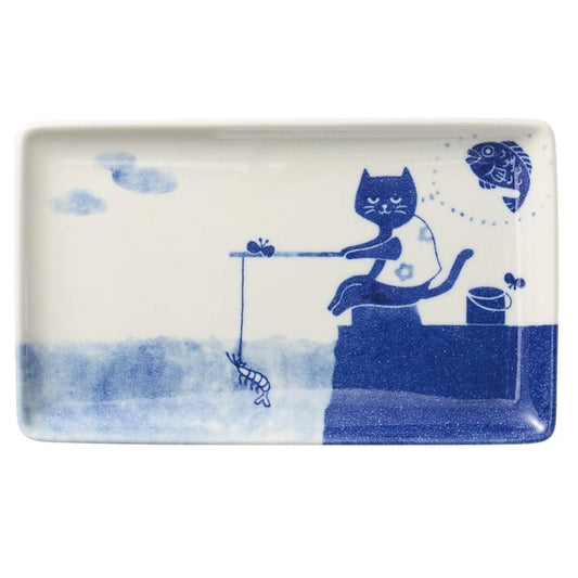 Ebidetai Fishing Cat Japanese Plate